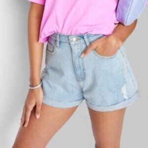 Women's Super-High Rise Rolled Cuff Jean Shorts - Wild Fable™ Light Wash 10
